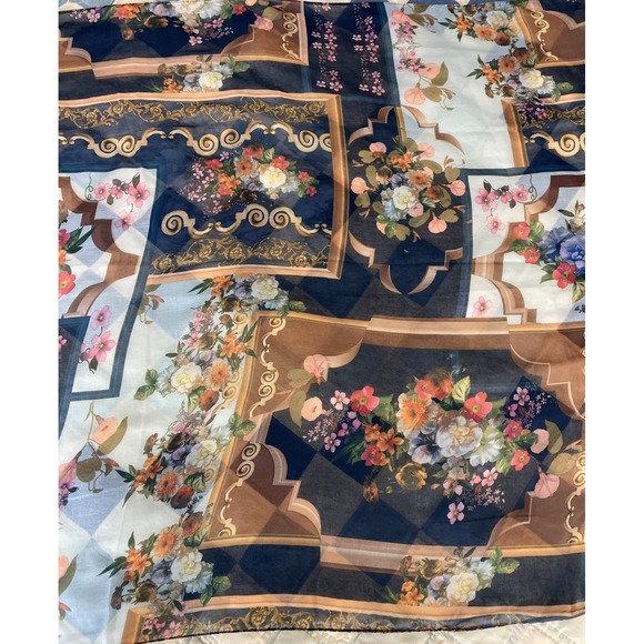 2‎ Chic Large Scarf Cottagecore Royal Floral Fringe - Picture 14 of 16